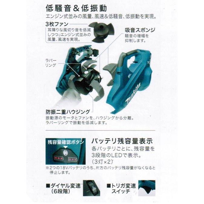 マキタ MUB362DPG2 18VX2=36V 充電式ブロア 最大風量:13.4m3/min マキタ MUB362DPG2 18VX2=36V 充電式ブロア 最大風量:13.4m3/min