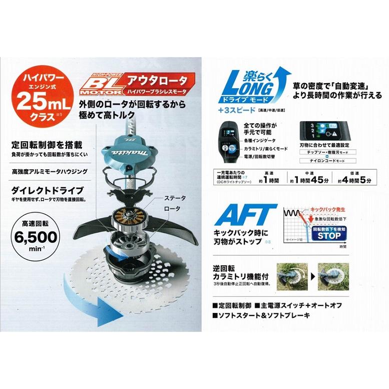 マキタ MUR006GZ 40Vmax 充電式草刈機 左右非対称Uハンドル仕様 255mm