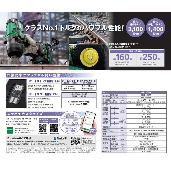 日立 HiKOKI WR36DF(NN) 36Vインパクトレンチ 最大締付トルク 日立 HiKOKI WR36DF(NN) 36Vインパクトレンチ 最大締付トルク