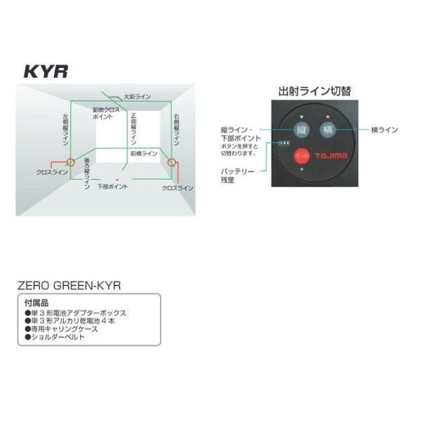 楽天市場】送料無料 タジマ ZEROG2-KYR 矩・横ワイド180°・両縦 シャ−プグリーンレーザー ZEROGREEN 3WAY電源 充電池・受光器 ・三脚別売 新品 代引不可 ZEROG2KYR TJM 純正品 : プロショップE-道具館楽天市場店