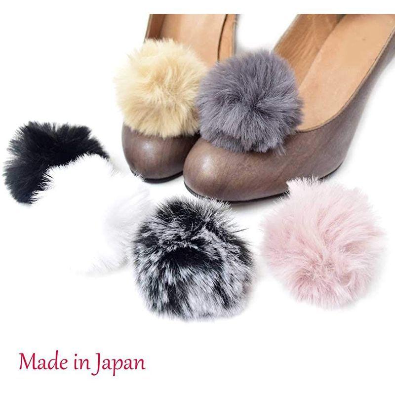 熱い販売 クラン Sc 1286色展開ファーシリーズふわふわポンポンファーのシューズクリップ 1ペア 2個1組 ラビットファー シューズアクセサリー