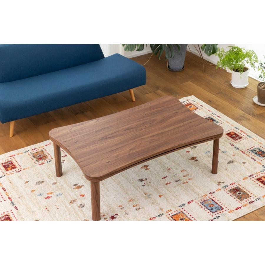 曲線型こたつ EK-KKC110A EK-KK110F こたつテーブルのみ 単品 こたつ 炬燵 曲線 石英管 フラット ヒーター 角丸 丸い 木目 ブラウン 茶色 おしゃれ シンプル | 