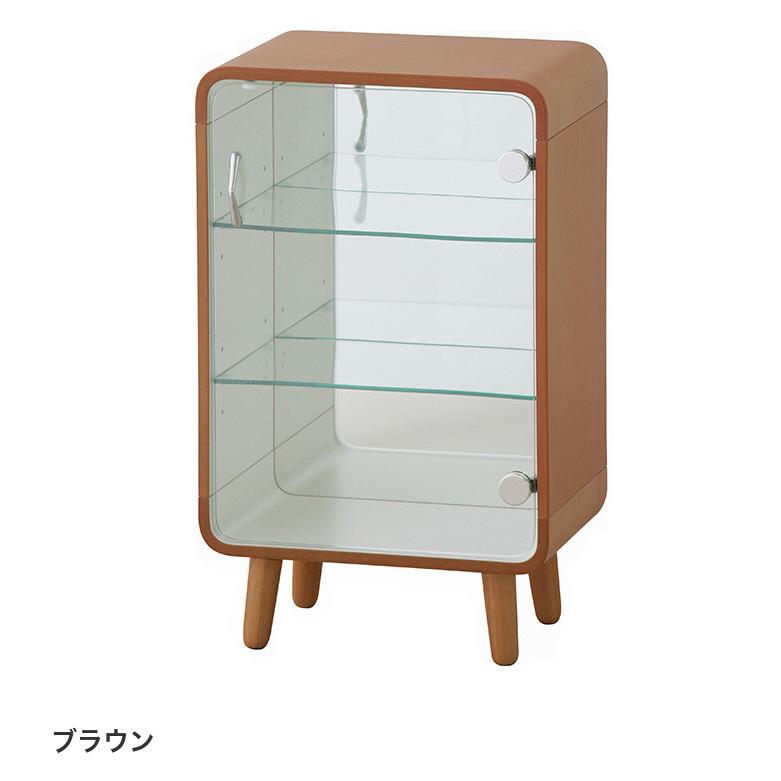 恵庭】高級ガラス棚 チェスト コレクションケース 収納棚 木目調 