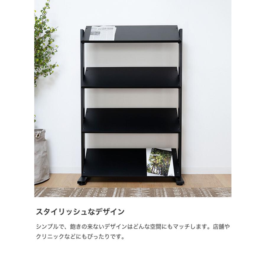 ラック4段 マガジンラック キャビネット ラック シェルフ 収納家具 ラック 棚 本棚 収納棚 2way スリム おしゃれ シンプル 4段 幅80.5 店舗 クリニックの画像