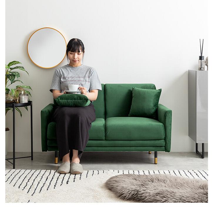 2人掛けソファ コンパクトソファー ベロア フロア ロー 二人用 2P