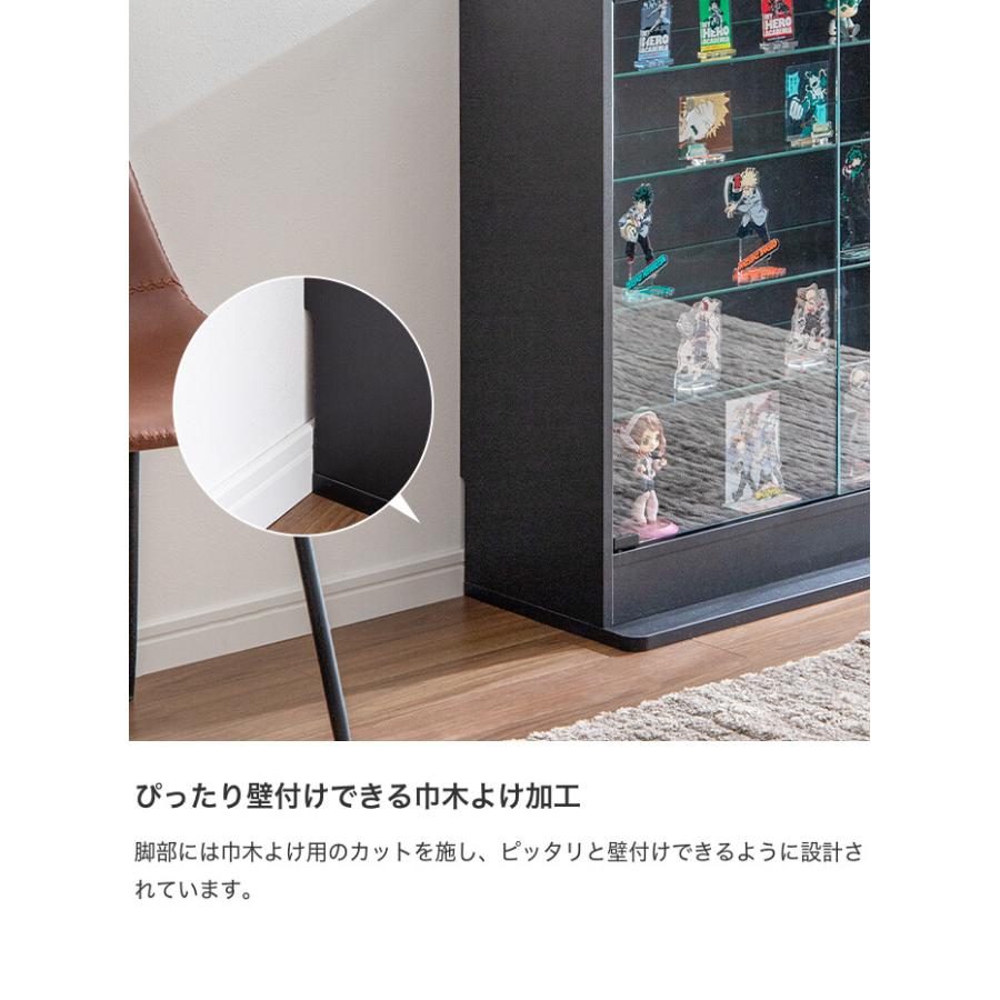 超人気！ガラスケース コレクションケース コンパクト 強化ガラス棚 BLACK コレクションケース ガラスケース コレクションシェルフ シェルフ 奥行