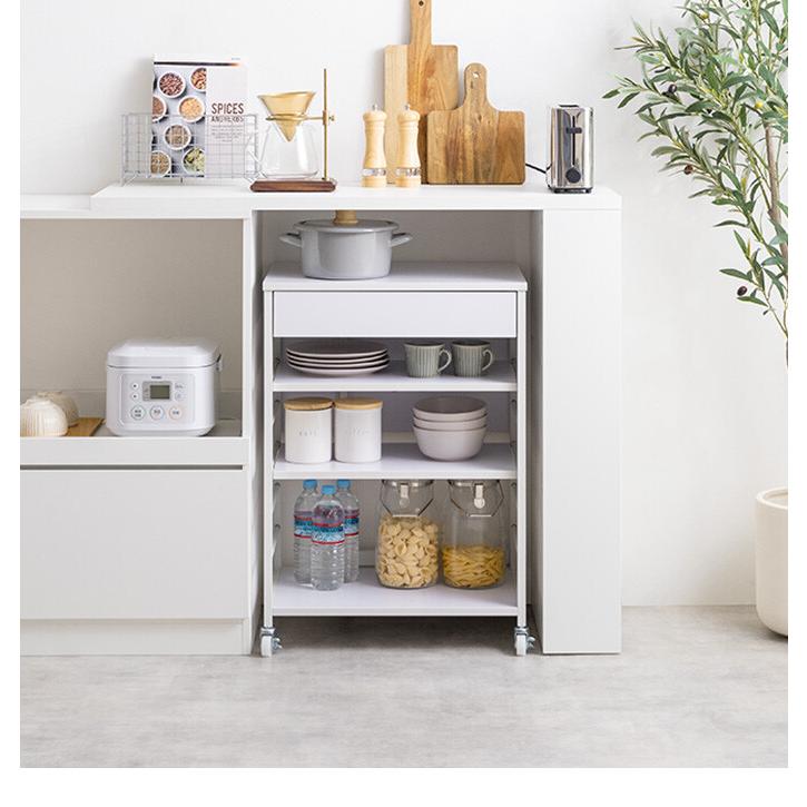 cammy キッチンワゴン 楽天市場】【幅36〜69cm】Cammy 伸縮式キッチンワゴン ブラウン