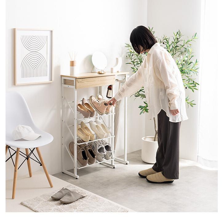 シューズラック 玄関収納 玄関家具 3段 最大6足 靴箱 下駄箱 スリム