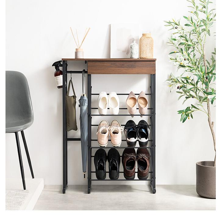 シューズラック 玄関収納 玄関家具 3段 最大6足 靴箱 下駄箱 スリム