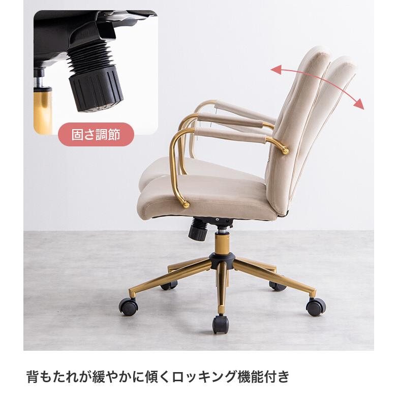 デスクチェア オフィスチェア ベロア ハイバック キャスター付 昇降