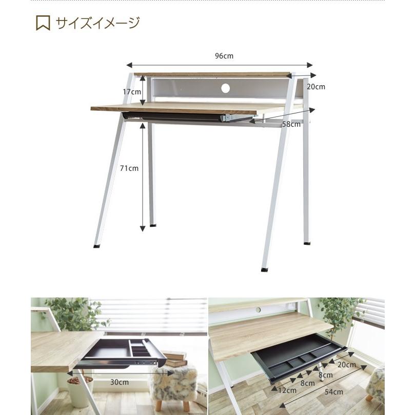 デスク ゲーミングデスク パソコンデスク 机 ヴィンテージ レトロ スタイリッシュ 木製 アイアン コンパクト お洒落 かっこいい 収納 引き出し_4