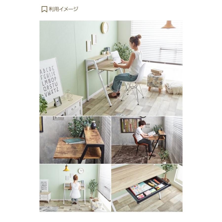 デスク ゲーミングデスク パソコンデスク 机 ヴィンテージ レトロ スタイリッシュ 木製 アイアン コンパクト お洒落 かっこいい 収納 引き出し_10