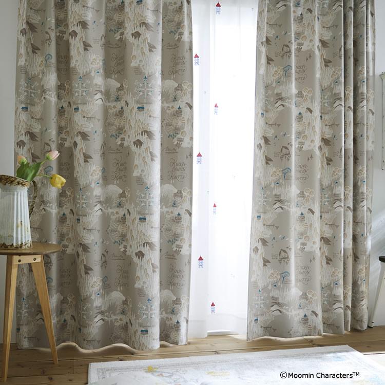 スミノエ ムーミン カーテン 遮光 2級 100×178cm 洗濯OK ムーミン谷の
