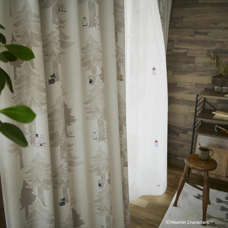 スミノエ ムーミン カーテン 遮光 2級 100×178cm 洗濯OK プート