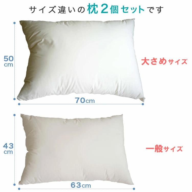 枕 43×63cm 50×70cm 大小2個セット 洗える 日本製 ダクロンフレッシュ