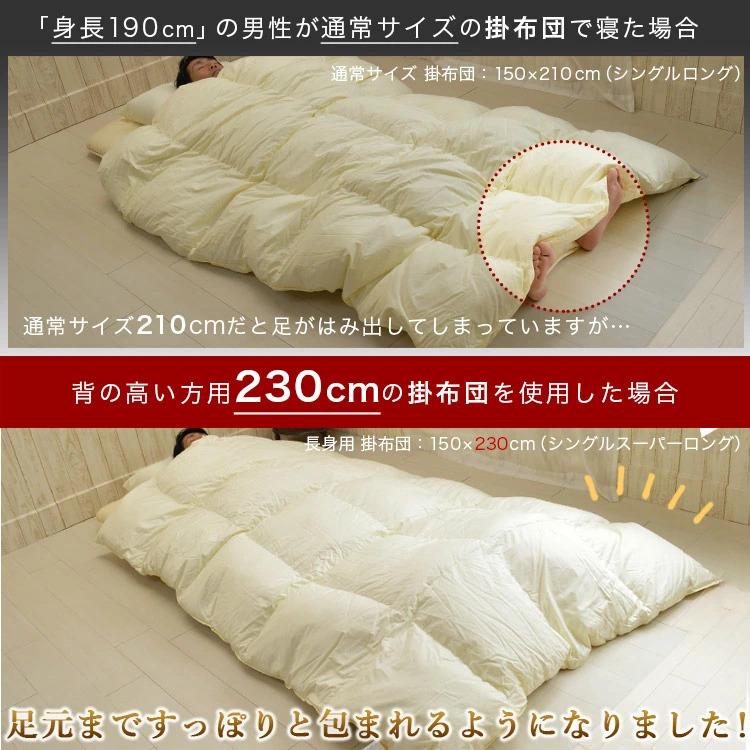 羽毛布団セット 2点 セミダブル スーパーロング 170×230cm 羽毛