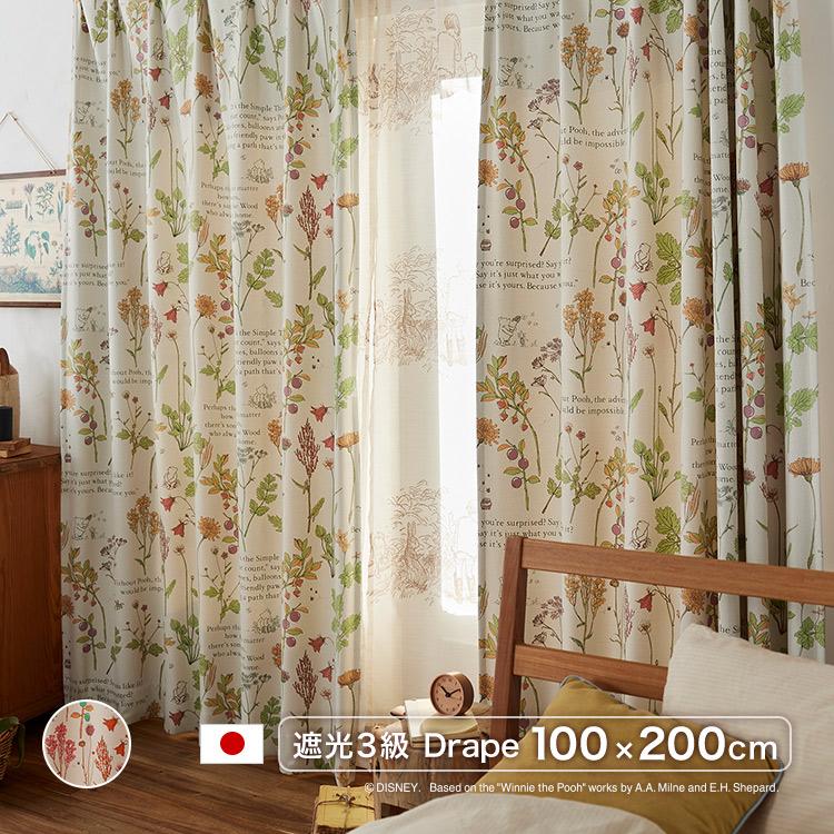スミノエ ディズニー カーテン 遮光 3級 100×200cm 洗濯OK プー/フロム