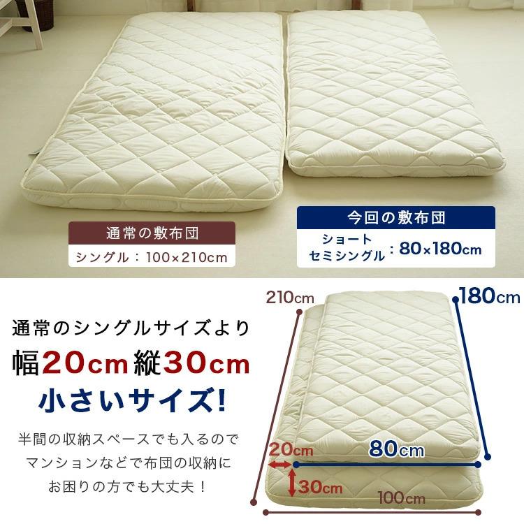 小さめ敷布団 ショートセミシングル 80×180cm 防ダニ 固わた入り 小さめ敷布団 ショートセミシングル 80×180cm 防ダニ 固わた入り