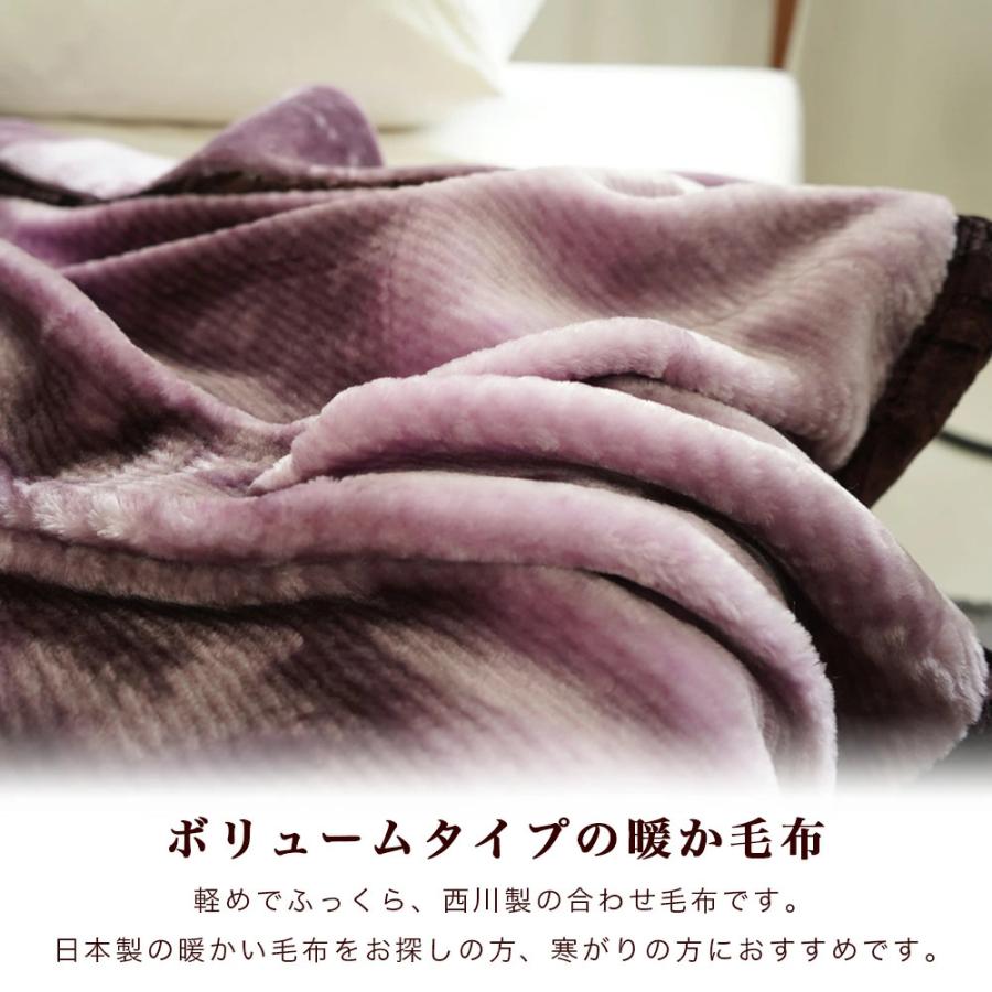 西川（nishikawa） 毛布 シングル 140×200cm マイヤー 洗える 衿付き