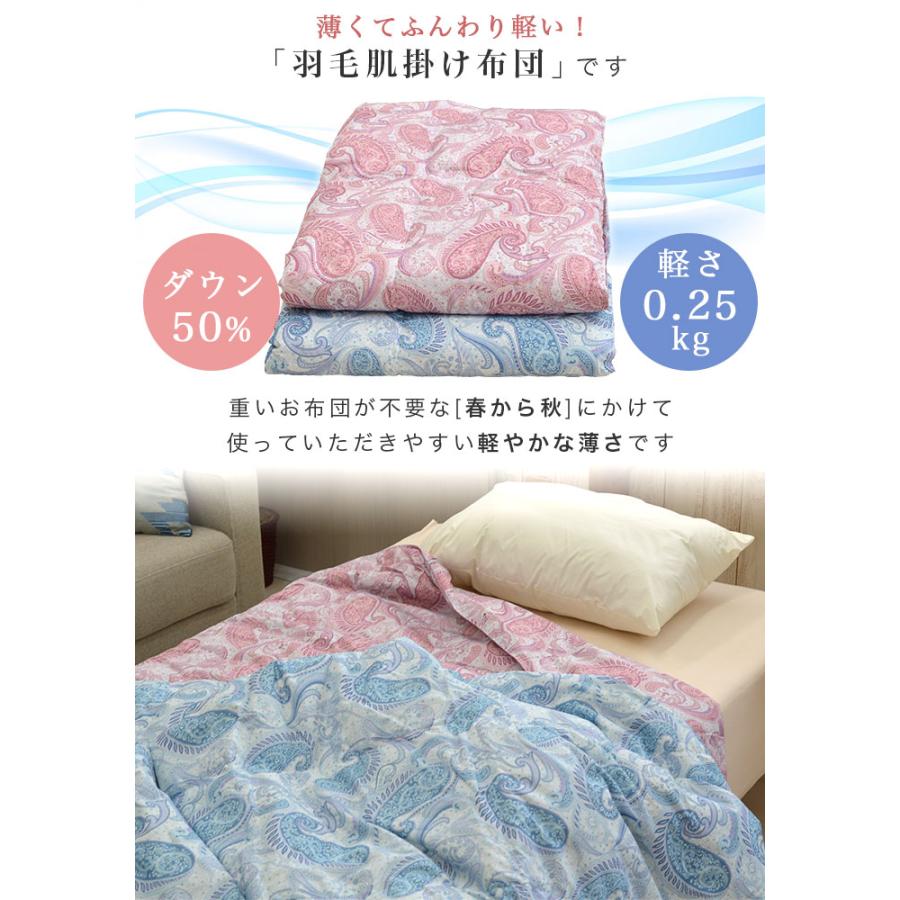 西川（nishikawa） 羽毛肌掛け布団 シングル ダウンケット 夏用 洗える 