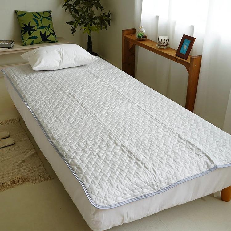 ピュアシルク敷きパッド中わた脱脂綿100%シングル