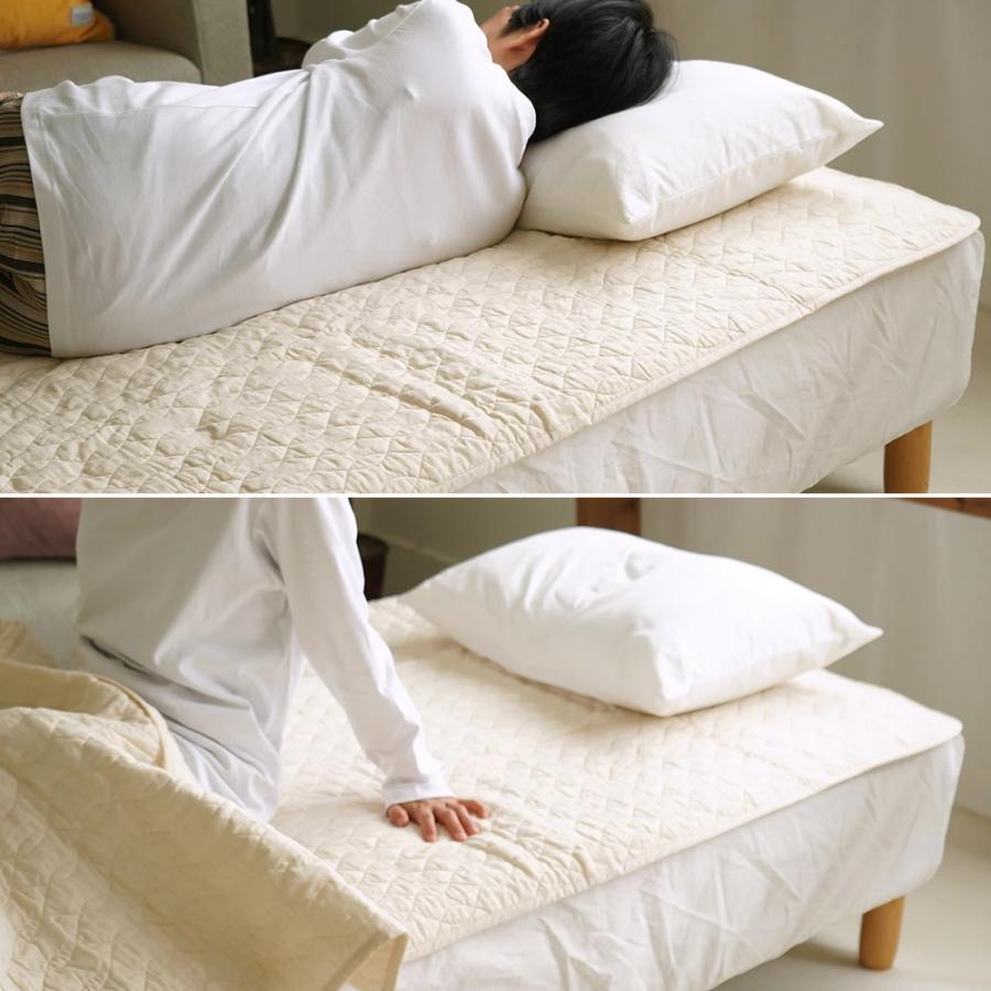 敷きパッド シングルサイズ 100×205cm リネン コットンガーゼ 脱脂綿