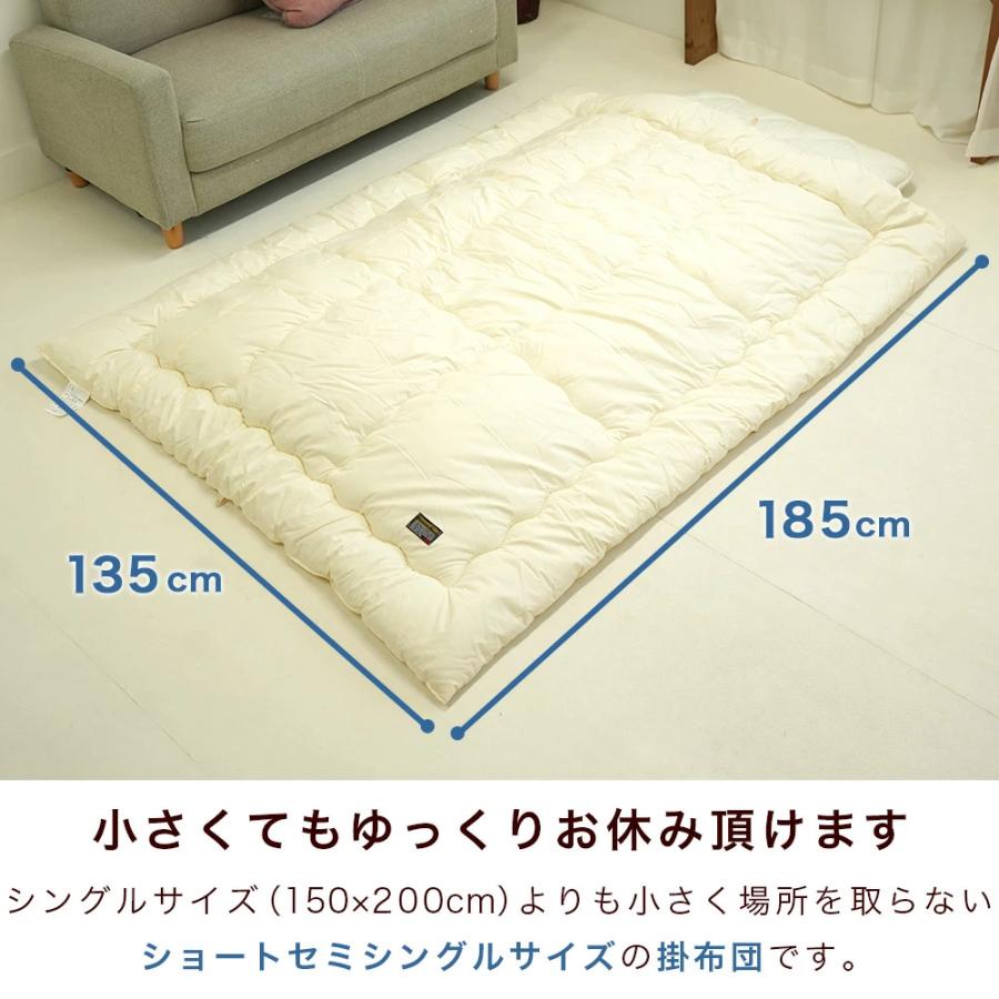 掛け布団　シングル 掛け布団 セミシングル 135×185cm 洗える 防ダニ 小さめ