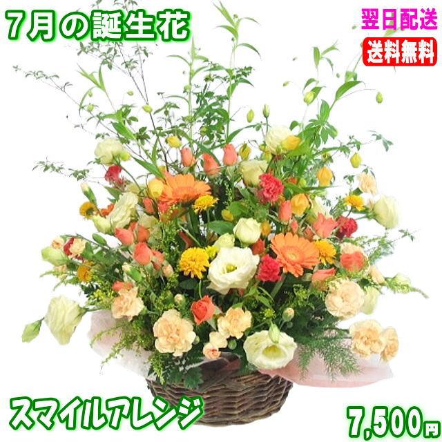 花 ギフト 誕生日 7月の誕生花 スマイルアレンジ7,500円 送料無料 翌日