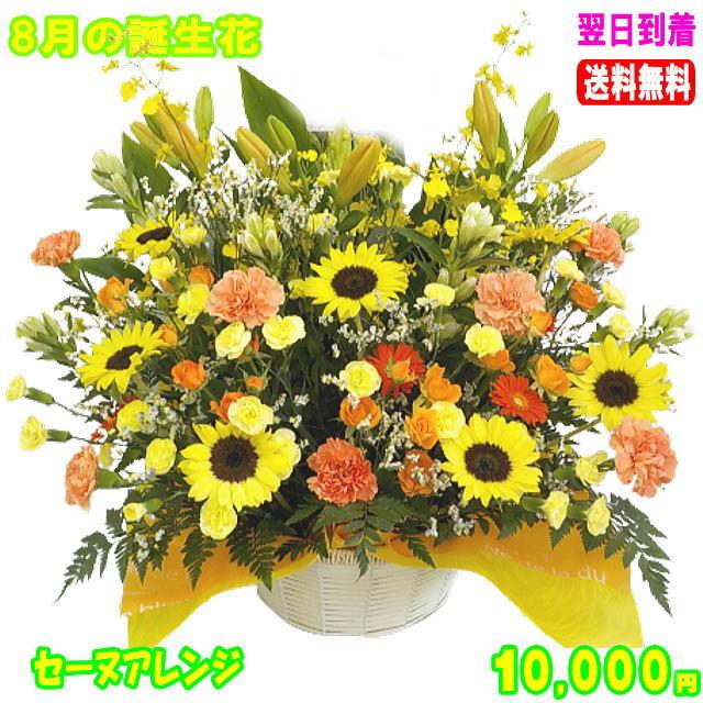 即日発送対応 花 ギフト 誕生日 8月の誕生花 8月の誕生花 ひまわりセーヌアレンジ10 000円 送料無料 翌日配達 写真付きメッセージ選択可 花言葉付き 生花 あすつく対応 写真付きメッセージ選択可 Ta 0809 いいhana倶楽部 新品適当な価格
