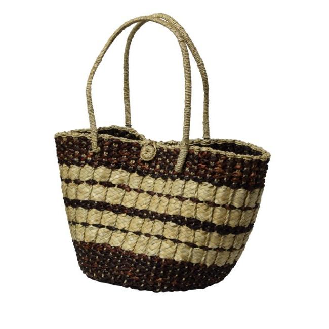 ラフィア かごバッグ  ナチュラル ブラウン 留め具付き |  | 01