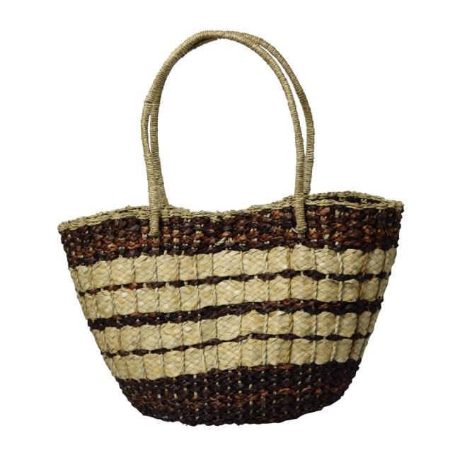 ラフィア かごバッグ  ナチュラル ブラウン 留め具付き |  | 02