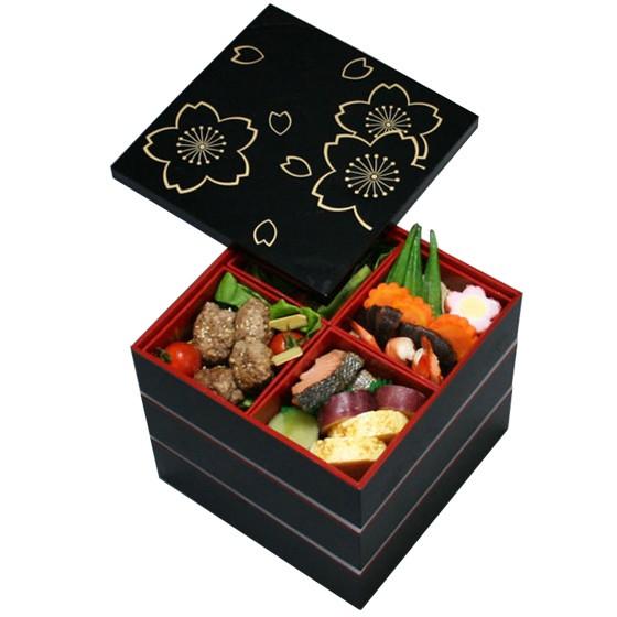 塗りの２段の重箱(お正月、運動会、お花見に活用) 塗りの2段の重箱(お正月、運動会、お花見に活用) 重箱 桜
