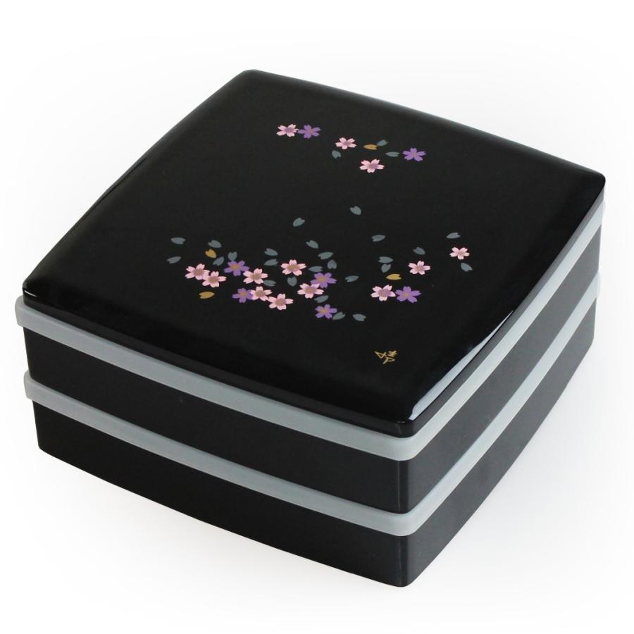 重箱 おしゃれ 二段 桜 黒塗 運動会 お正月 お花見 001-181 : 漆器と