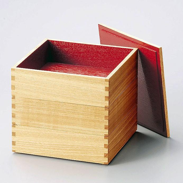 重箱 おしゃれ 三段 越前漆器 白木 内朱 松屋漆器 001 279 001 279
