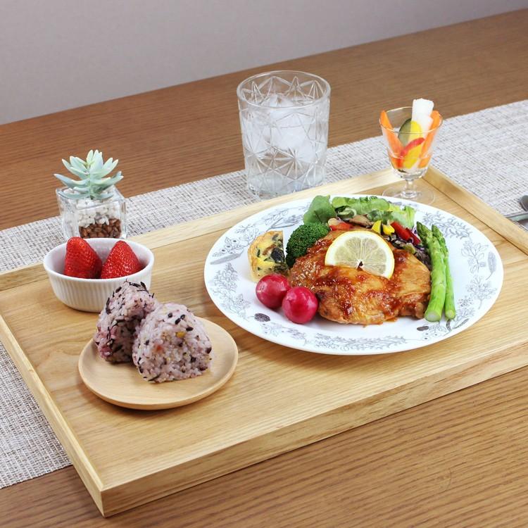 トレー カフェ 木製 お盆 長角膳 ナチュラル 45cm ノンスリップ