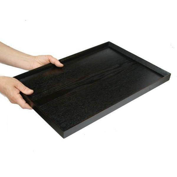 トレー カフェ 木製 お盆 長角膳 黒スリうるし塗 42cm 001-678 : 漆器