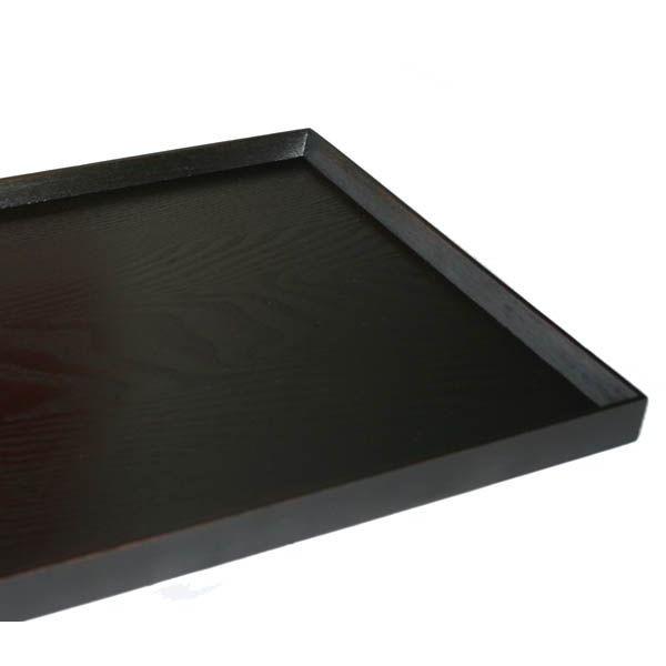 トレー カフェ 木製 お盆 長角膳 黒スリうるし塗 45cm 001-679