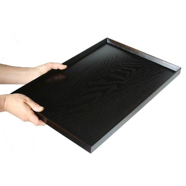 トレー カフェ 木製 お盆 長角膳 黒スリうるし塗 45cm 001-679