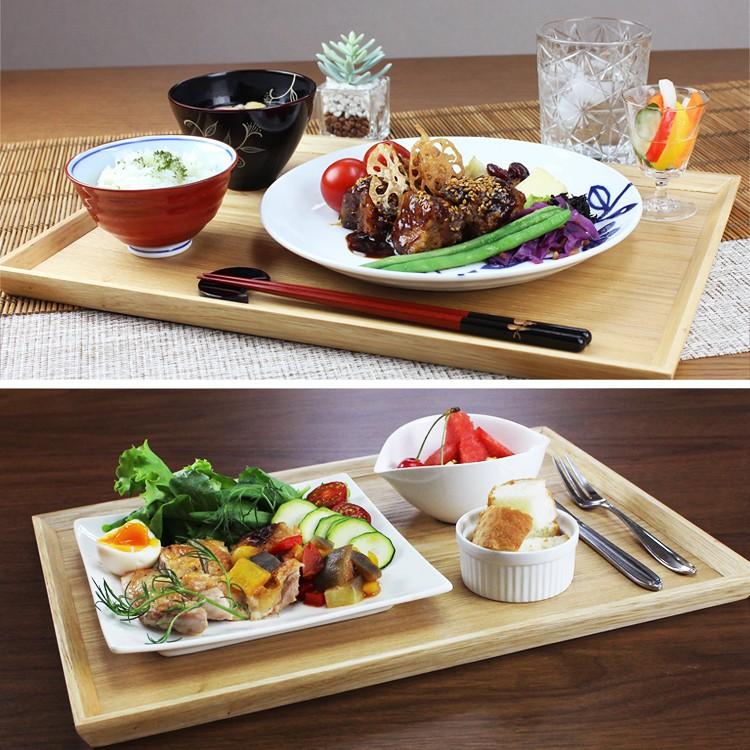未使用 カフェ盆 42cm15枚 トレー カフェ 木製 お盆 羽反長角膳 ナチュラル 42cm ノンスリップ