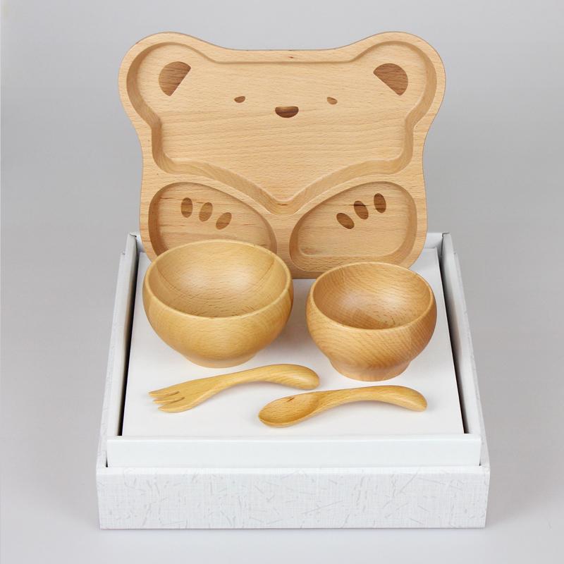 お食い初め 北欧産 ブナ 子ども食器 5点セット くま プレート 汁椀 フォーク スプーン キッズ ベビー |  | 01