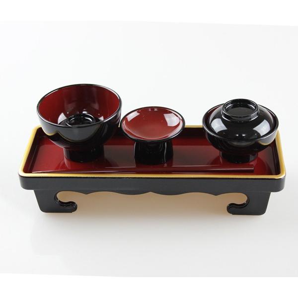 紀州 長角略式仏膳セット 6寸 黒内朱 金剛 （お椀：食洗機対応） 霊供膳 仏器膳 仏器台 国産 日本製 |  | 01