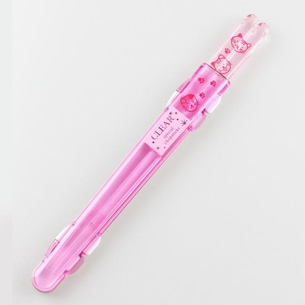 郵送で送料無料  食洗機対応 箸・箸ケースセット アニマルフレンド ねこ 18cm（箸・箸箱セット 箸入れ 子供 かわいい お弁当箱用 携帯箸） |  | 03