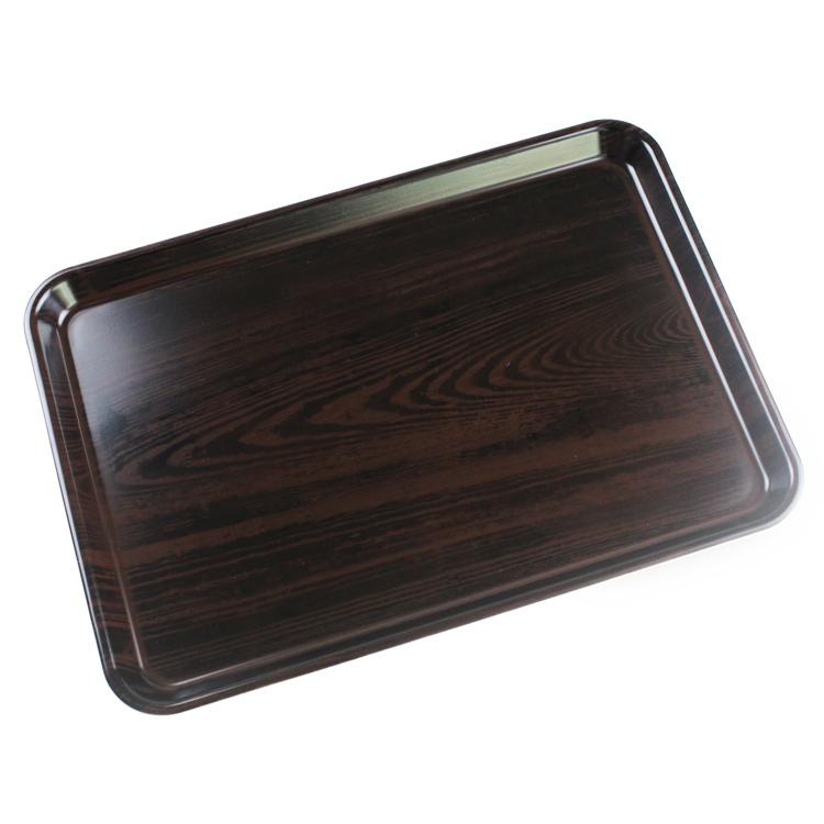38cm ペット樹脂 ノンスリップトレー 黒檀杢 すべり止め 食洗機対応 電子レンジ対応 (やまかづ) | 