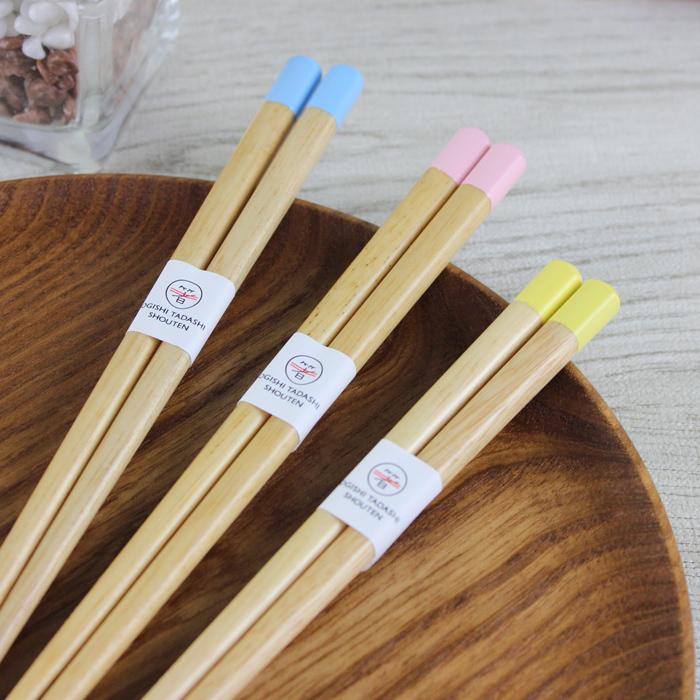 郵送で送料無料 食洗機対応 子ども お箸 パステルキッズ（ブルー・ピンク・イエロー） 18cm / 16.5cm 国産 若狭塗 |  | 08
