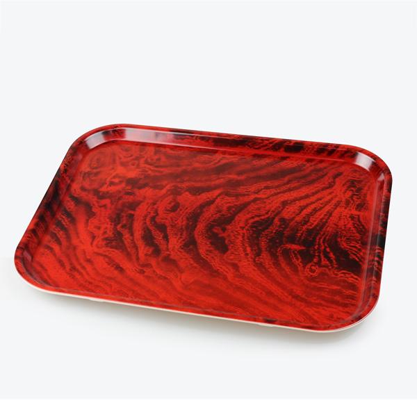 38cm ペット樹脂  紫檀杢目塗 ノンスリップ トレー 食洗機対応 電子レンジ対応 (やまかづ) | 