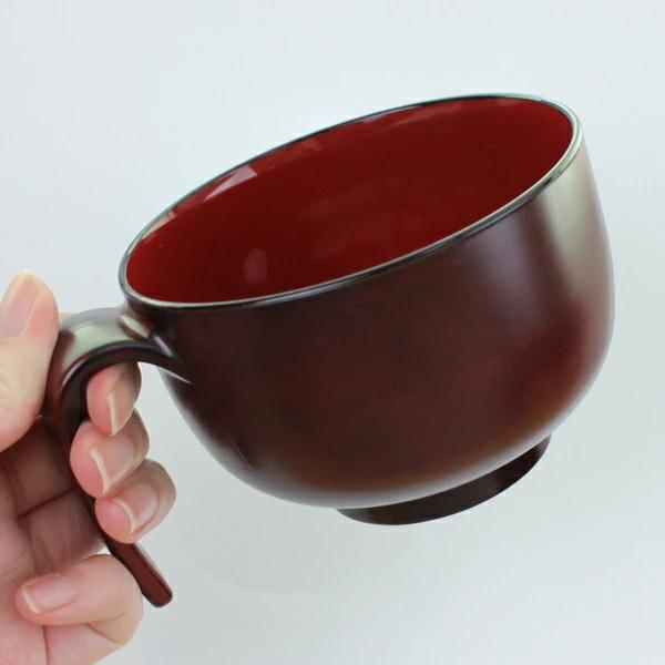 お椀 持ち手 汁椀 味噌汁椀 取っ手【380ml】杢目 茜杢目 電子レンジ