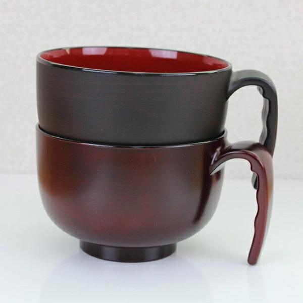 お椀 持ち手 汁椀 味噌汁椀 取っ手【380ml】杢目 茜杢目 電子レンジ