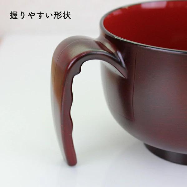 お椀 持ち手 汁椀 味噌汁椀 取っ手【380ml】杢目 茜杢目 電子レンジ