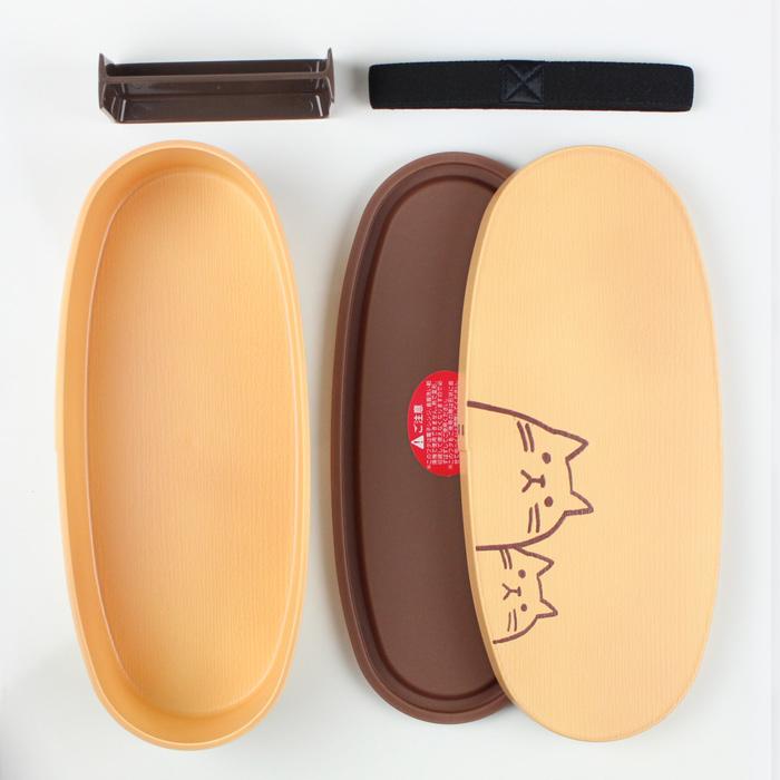 お弁当箱 抗菌 曲げわっぱ風 ねこねこ 一段 スリム 600ml 電子レンジ 食洗機対応  ランチバンド付き 日本製 ベージュ ライトブラウン ダークブラウン |  | 05