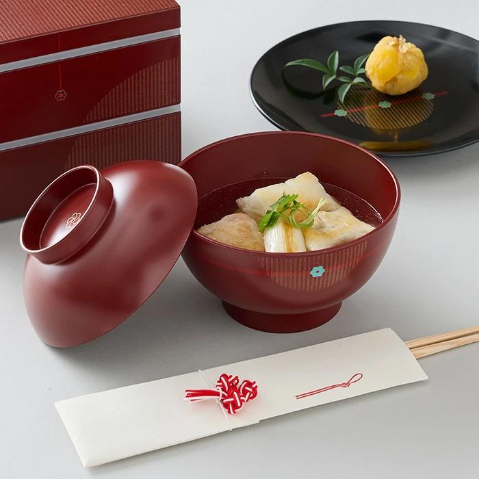 雑煮椀 むすび 黒 朱 電子レンジ 食洗機対応 日本製 国産 汁椀 食器